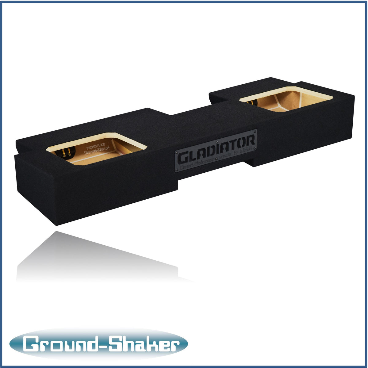 Ground Shaker GS-JPGL7T210B carpeted subwoofer enclosure for the 2019–2026 Jeep Gladiator, alternate angle