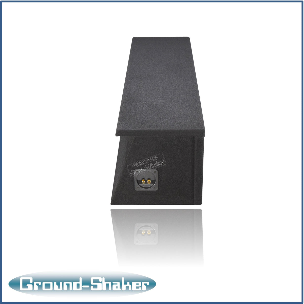 Ground Shaker GS-JPW4D28B carpeted subwoofer enclosure for the 2007–2022 Jeep Wrangler Unlimited (4-door), alternate angle