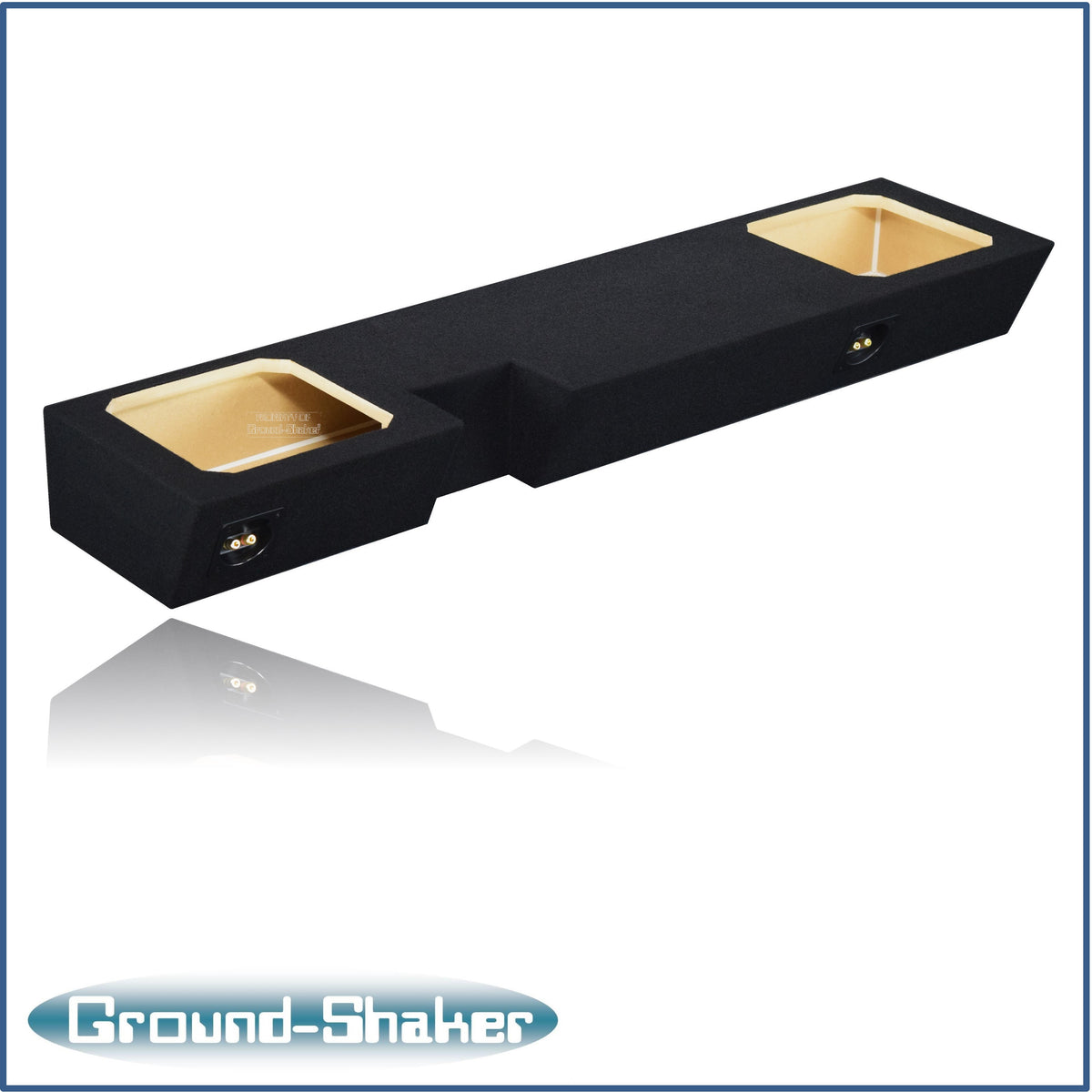 Ground Shaker dual 10 inch square-cutout sealed sub box for 02-16 Ford F-250 Ext Cab, side profile