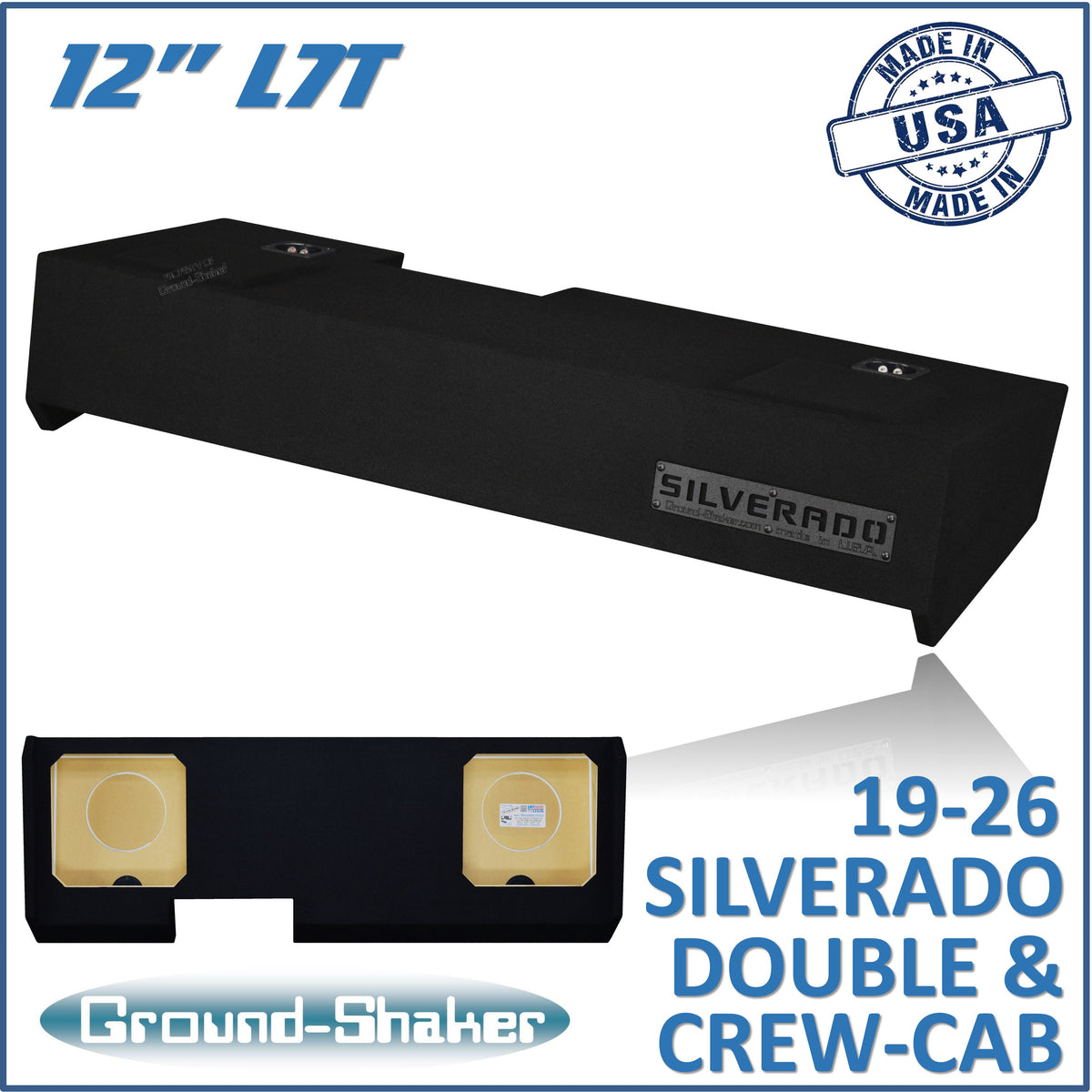 GS-LCHVL7T212B subwoofer enclosure for Fits 19–26 Chevy Silverado Crew Cab