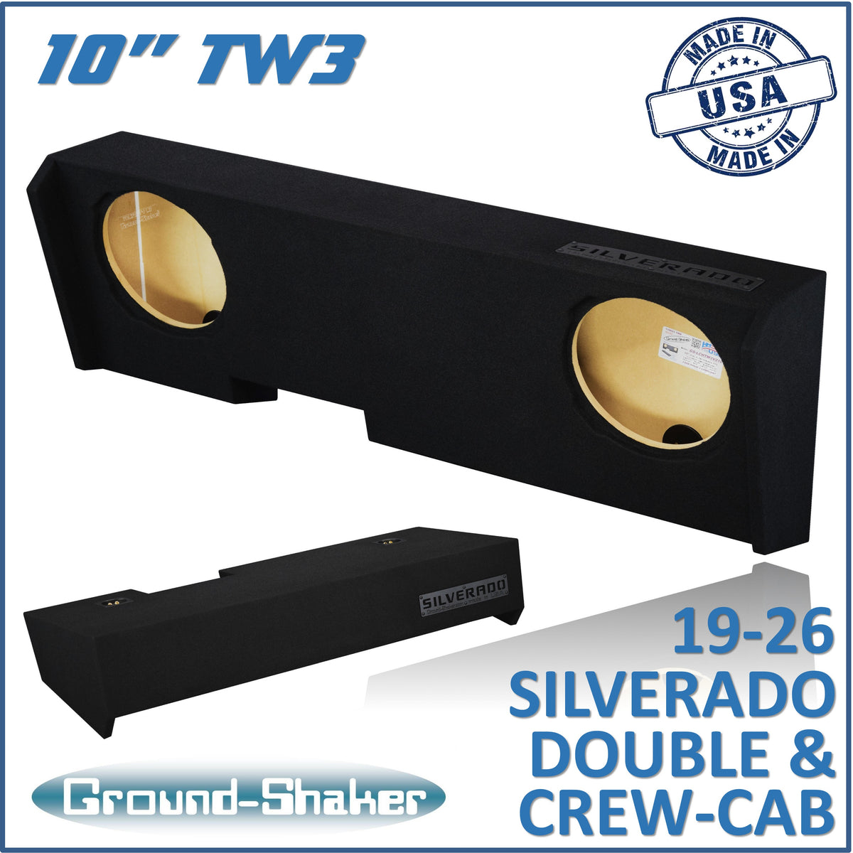 GS-LCHVTW3210B subwoofer enclosure for Fits 19–26 Chevy Silverado Crew Cab