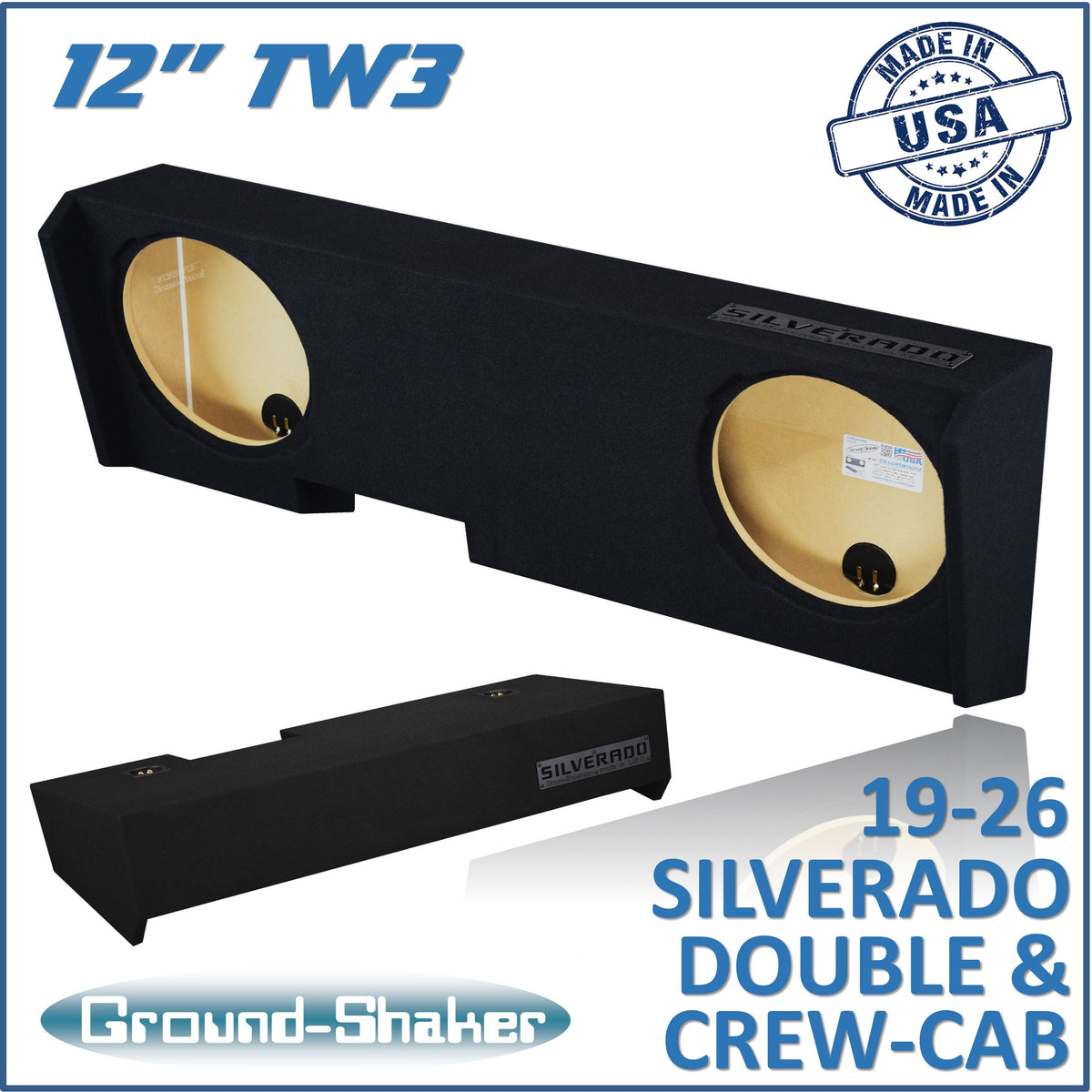 GS-LCHVTW3212B subwoofer enclosure for Fits 19–26 Chevy Silverado Crew Cab