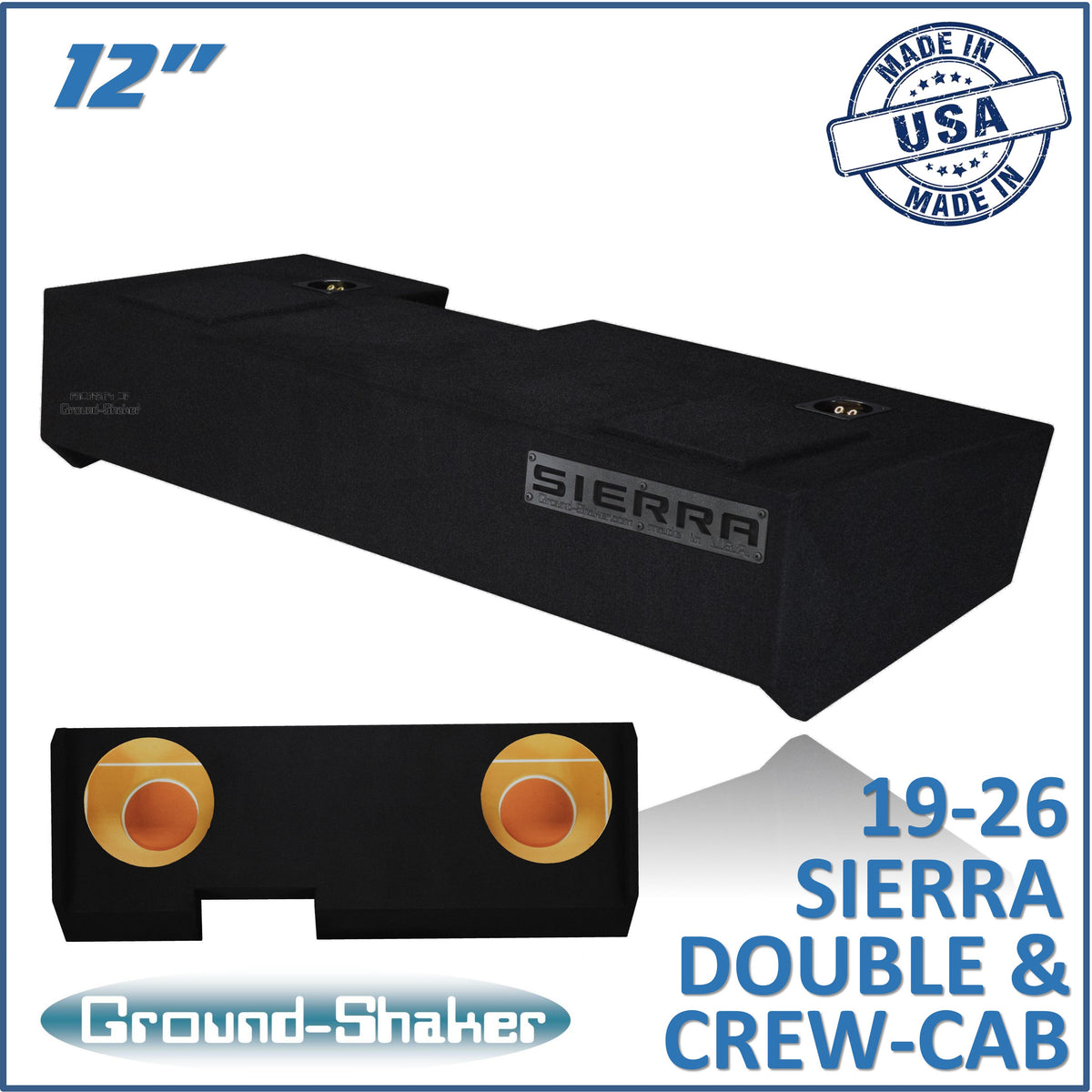Ground Shaker GS-LGM212B subwoofer enclosure for Fits 19–26 GMC Sierra Crew Cab