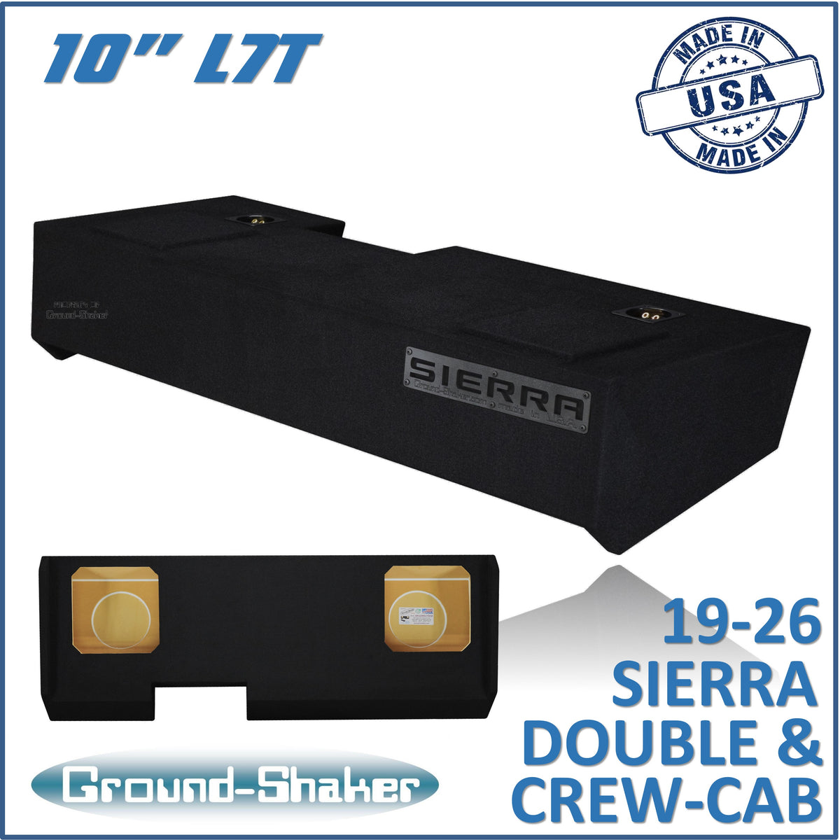 Ground Shaker GS-LGML7T210B subwoofer enclosure for Fits 19–26 GMC Sierra Crew Cab