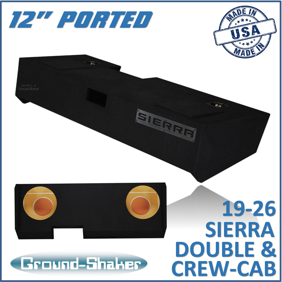 Ground Shaker GS-LGMP212B subwoofer enclosure for Fits 19–26 GMC Sierra Crew Cab