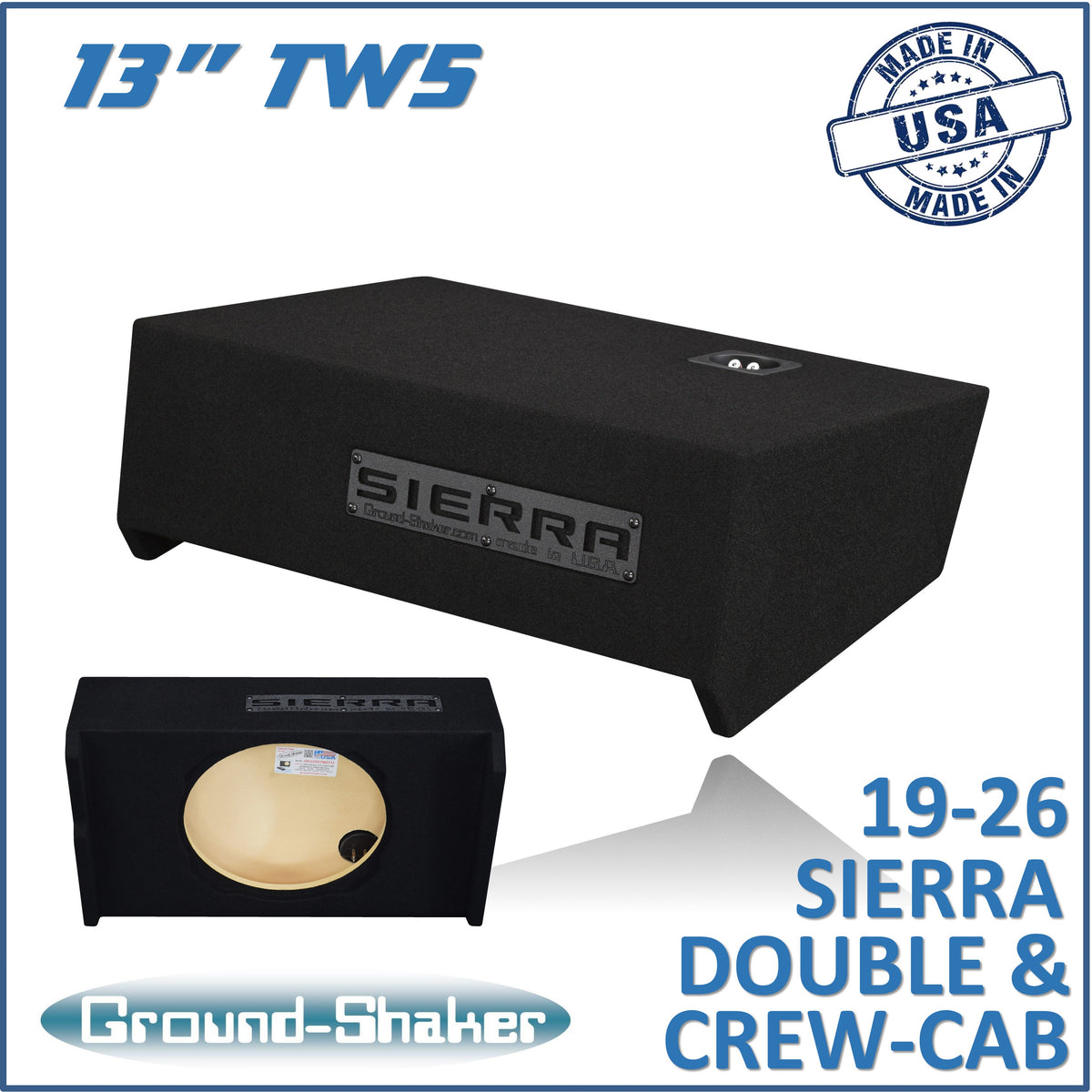 Ground Shaker GS-LGMTW5113B subwoofer enclosure for Fits 19–26 GMC Sierra Crew Cab