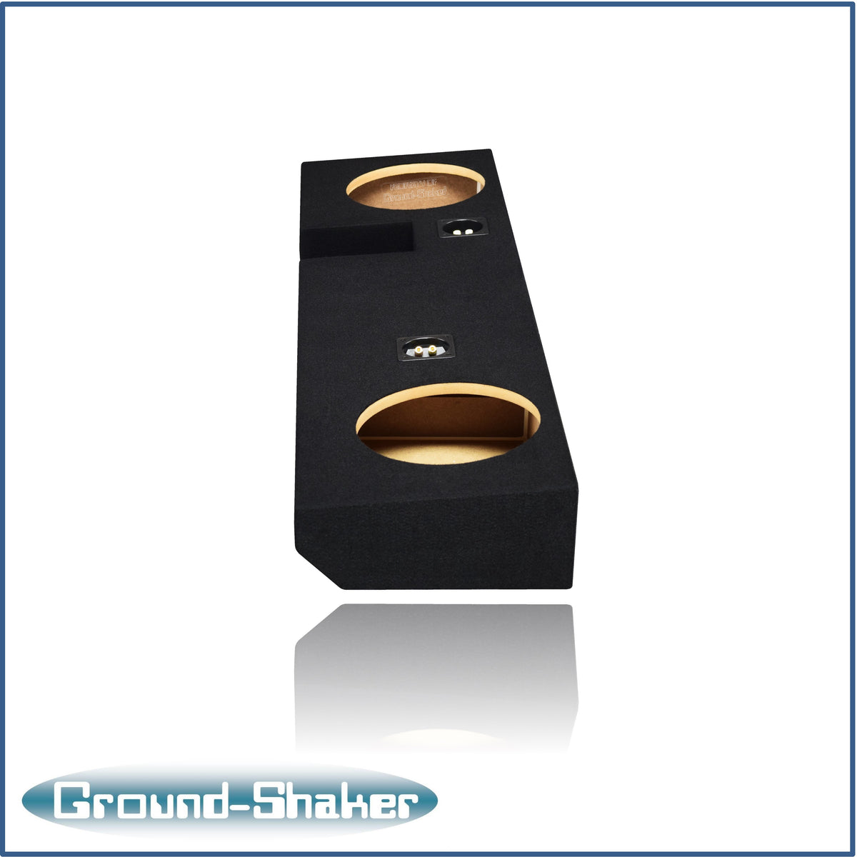 Ground Shaker GS-NF150210B dual 10 inch sealed enclosure installed under rear seat of Ford F-150 Ext-Cab