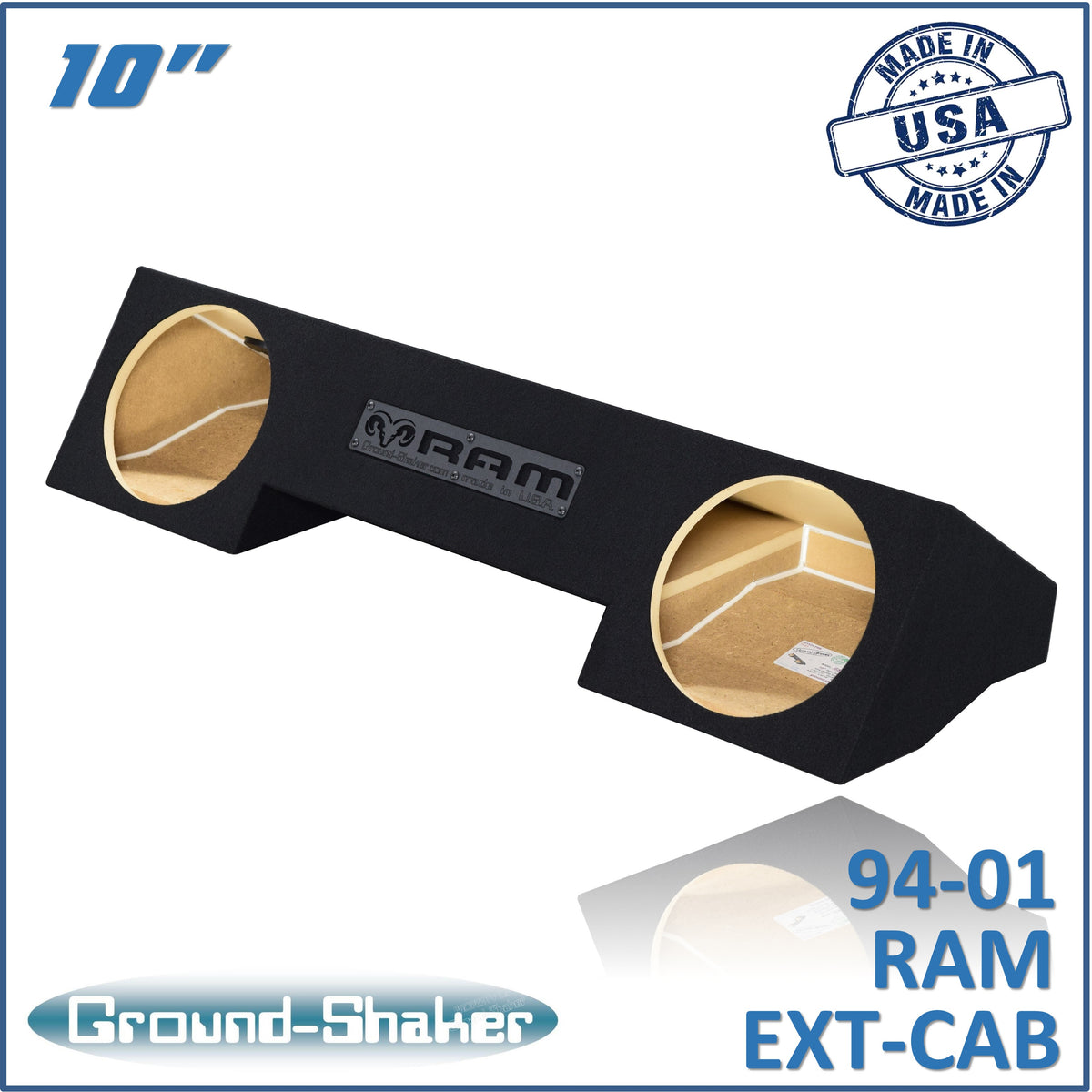 Ground Shaker GS-ODG210B subwoofer enclosure for Fits 94–01 Dodge Ram Quad Cab