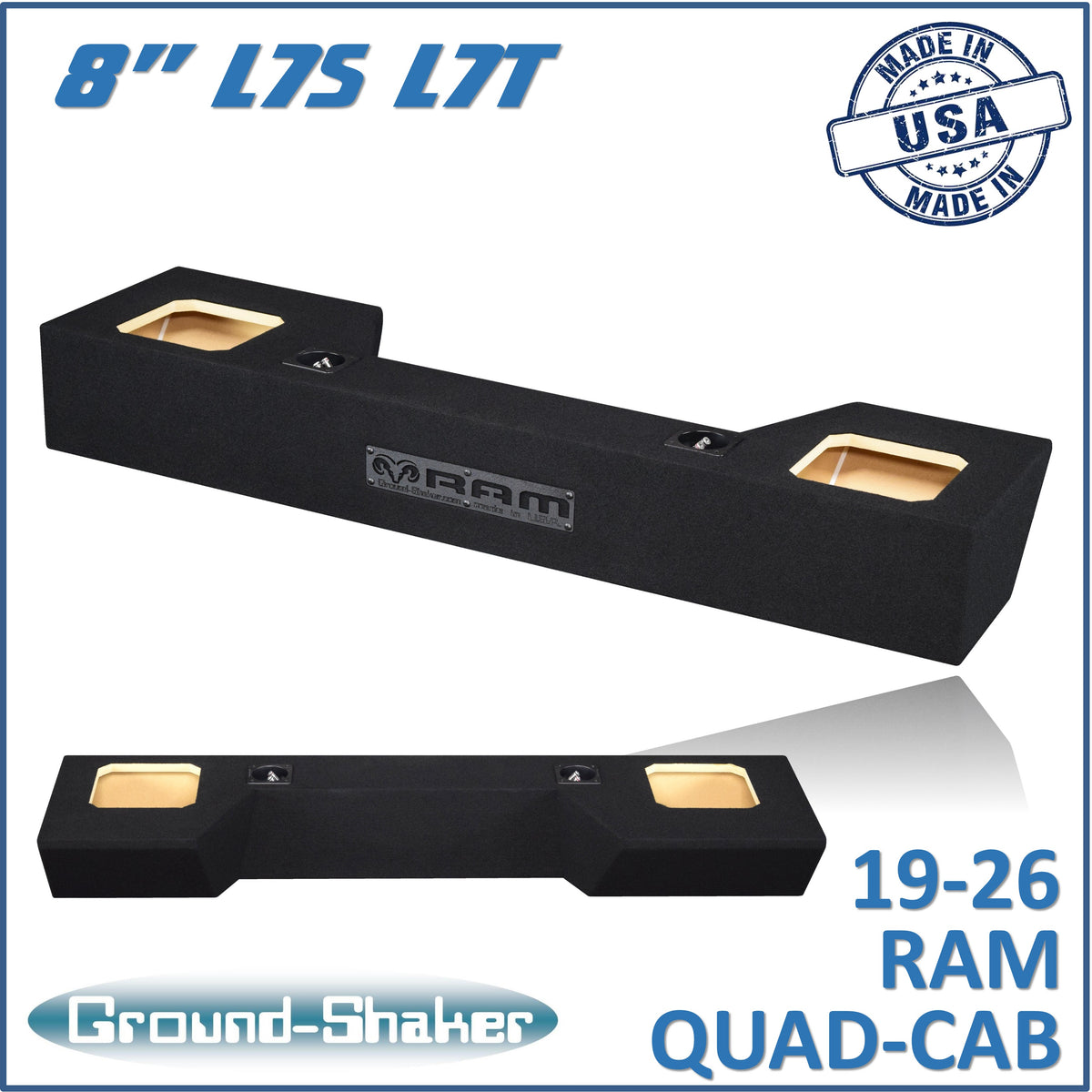 Ground Shaker GS-QDGKK28B subwoofer enclosure for Fits 19–26 Dodge Ram Quad Cab