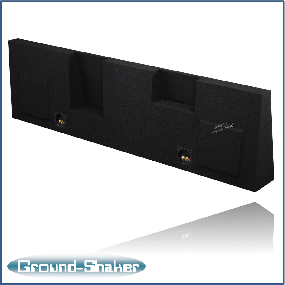 Ground Shaker dual 8 inch square-cutout sealed sub box for 08-16 Ford F-250 Crew Cab, terminal detail