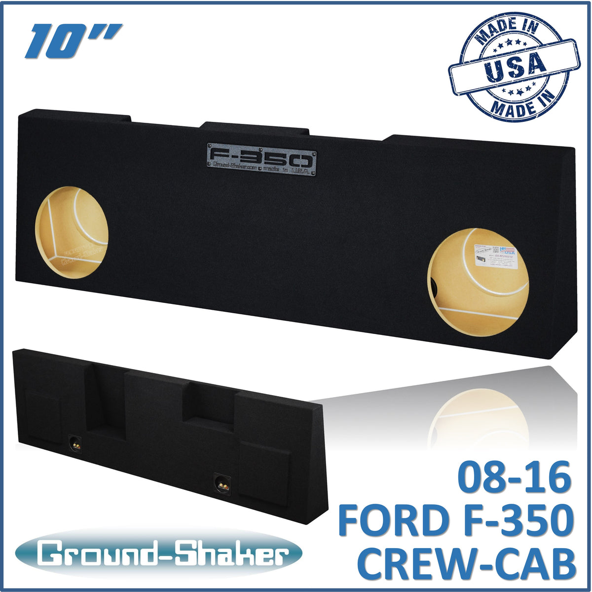 Ground Shaker GS-RF350210B dual 10 inch sealed subwoofer enclosure for 08-16 Ford F-350 Crew Cab, front view