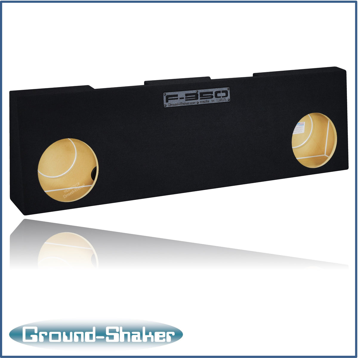 Ground Shaker GS-RF350210B dual 10 inch sub box installed behind rear seat of 08-16 Ford F-350 Crew Cab