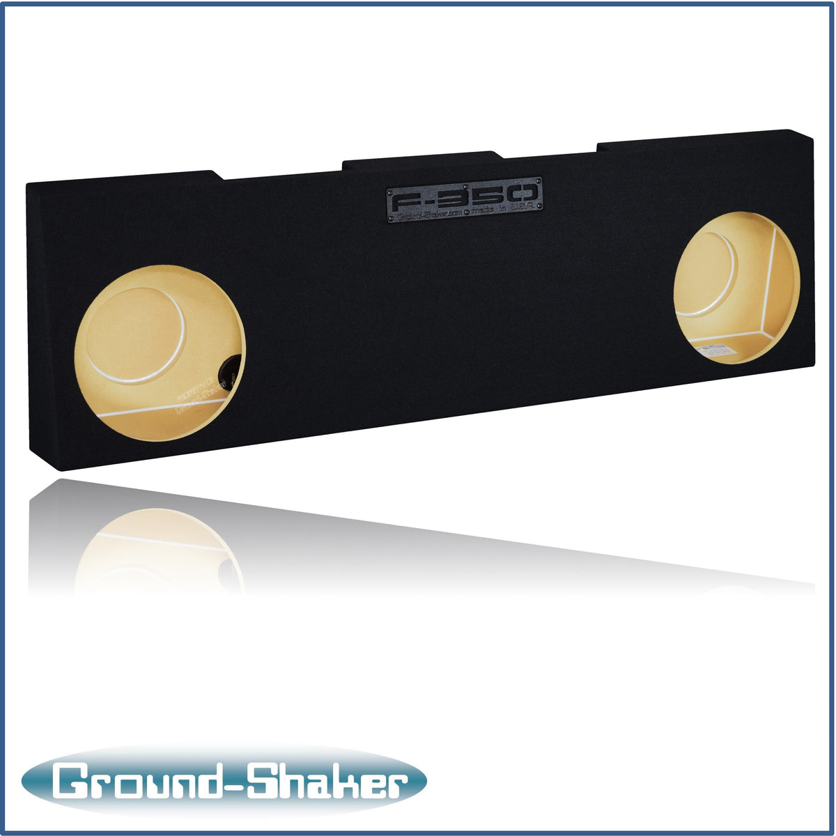 Ground Shaker GS-RF350212B dual 12 inch sub box installed behind rear seat of 08-16 Ford F-350 Crew Cab