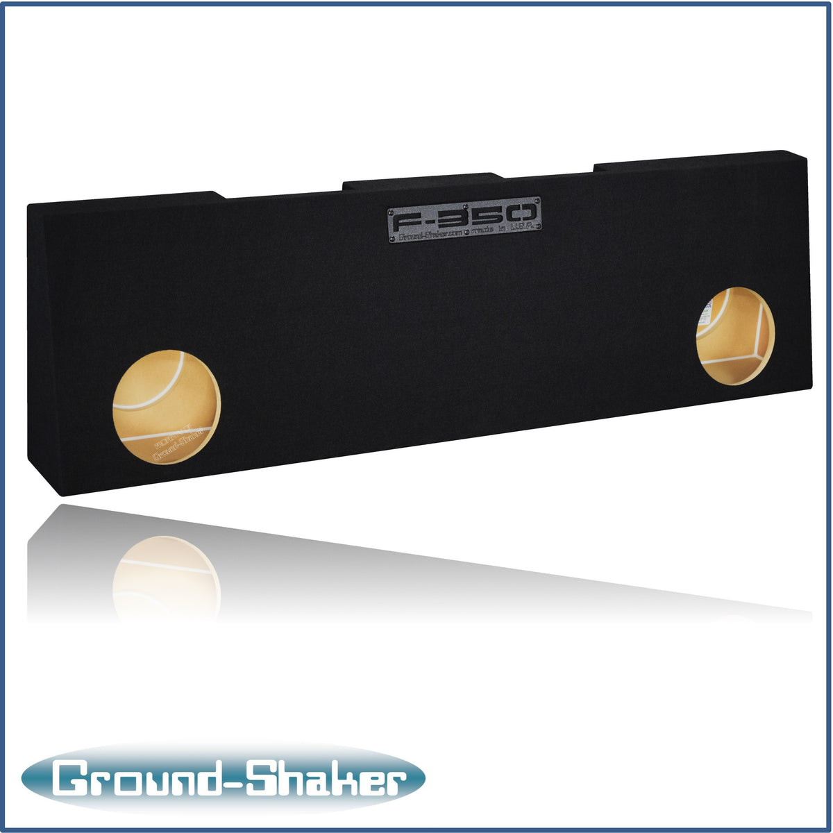 Ground Shaker GS-RF35028B dual 8 inch sub box installed behind rear seat of 08-16 Ford F-350 Crew Cab