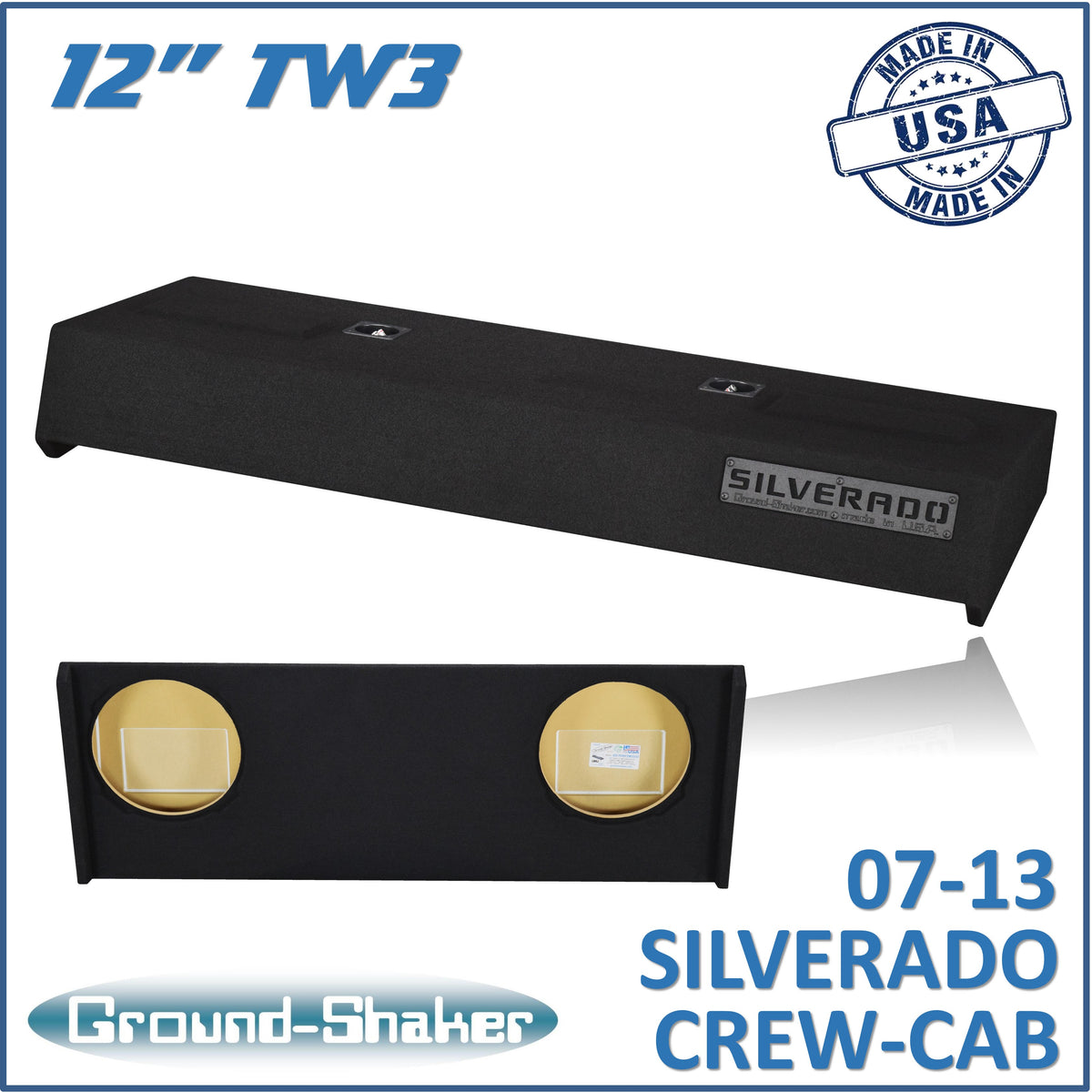 GS-TCHVTW3212B subwoofer enclosure for Fits 07–13 Chevy Silverado Crew Cab