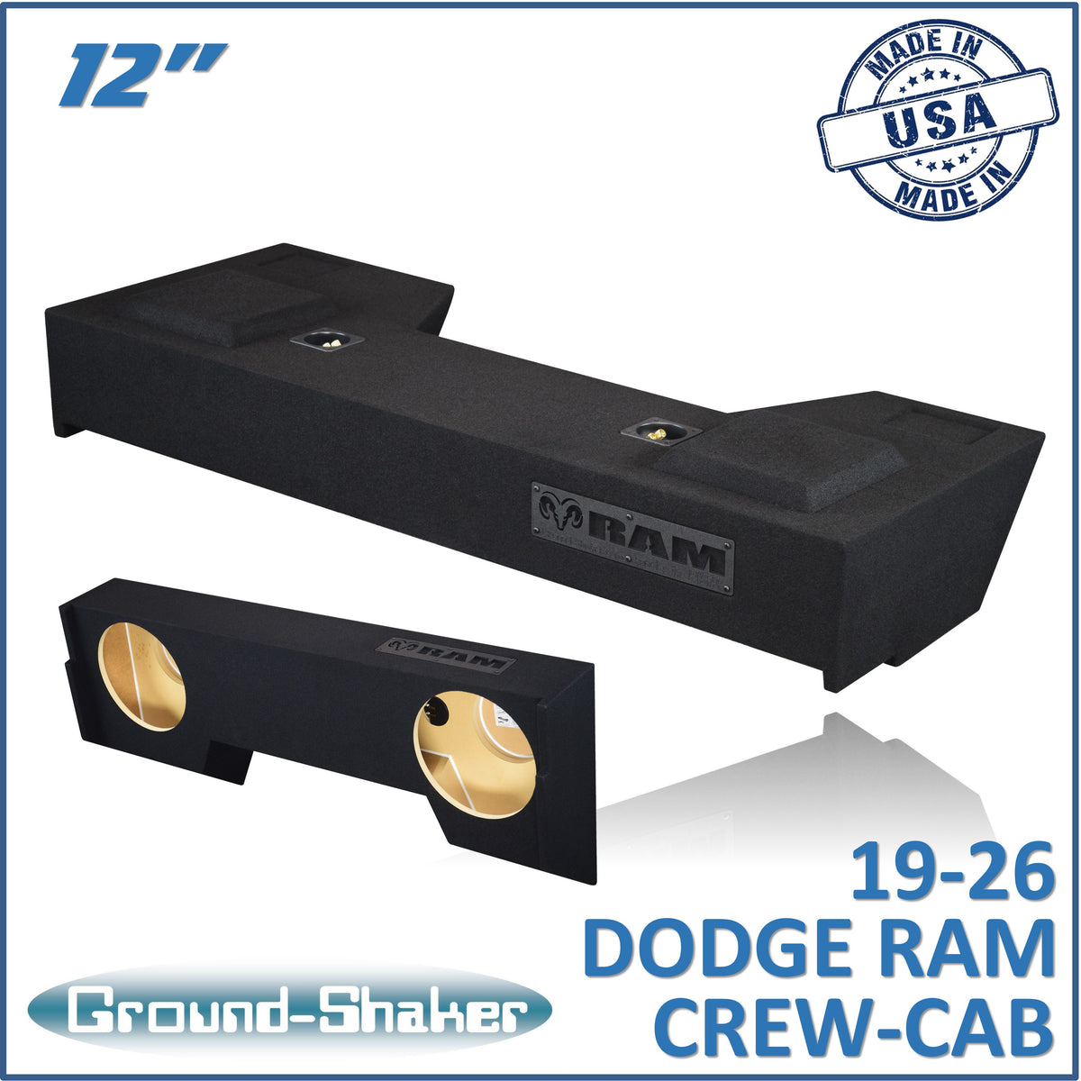 Ground Shaker GS-TDG212B subwoofer enclosure for Fits 19–26 Dodge Ram 1500 Crew Cab