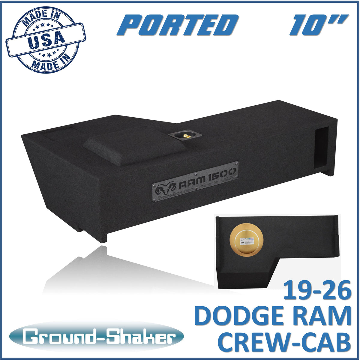Ground Shaker GS-TDGP110B subwoofer enclosure for Fits 19–26 Dodge Ram 1500 Crew Cab