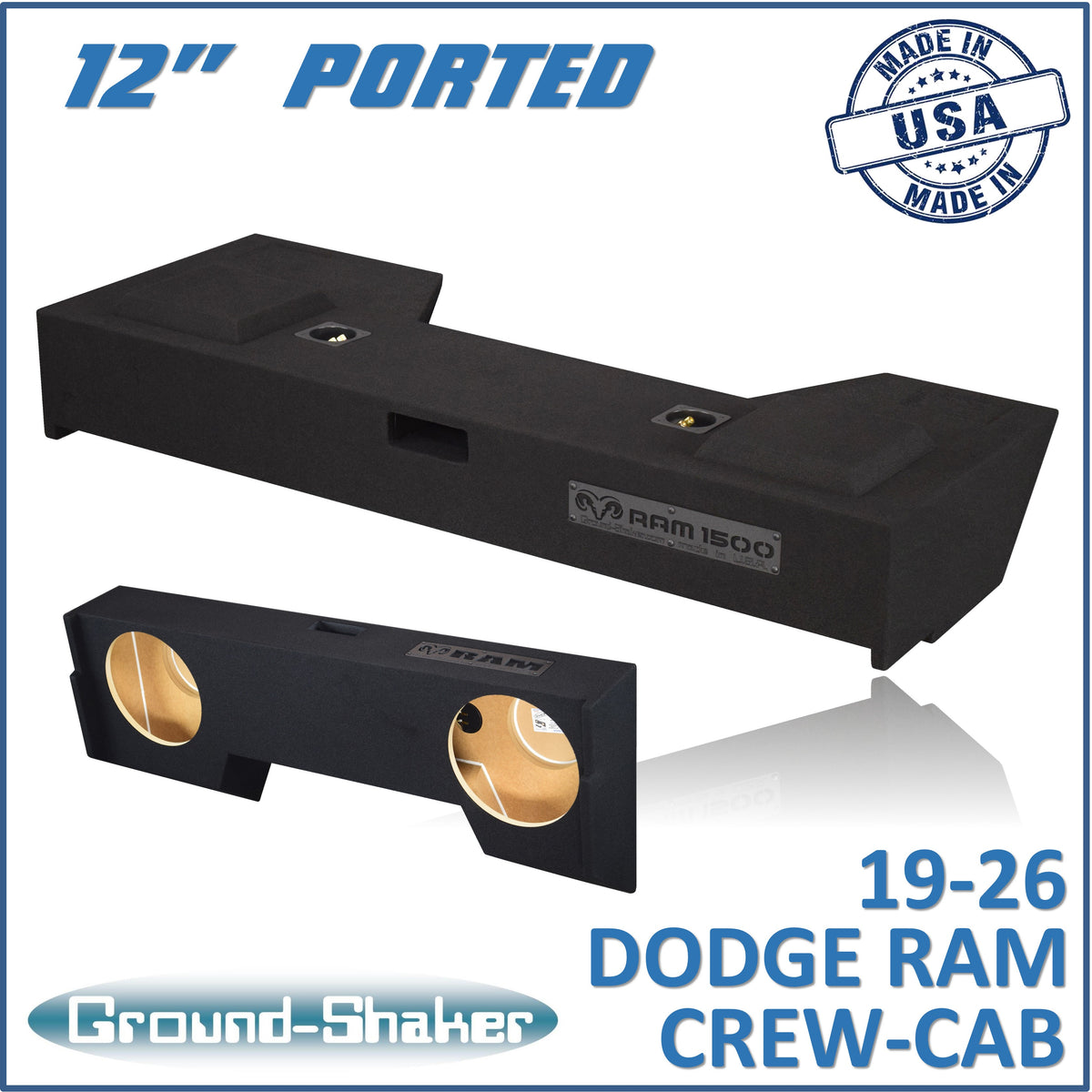 Ground Shaker GS-TDGP212B subwoofer enclosure for Fits 19–26 Dodge Ram 1500 Crew Cab