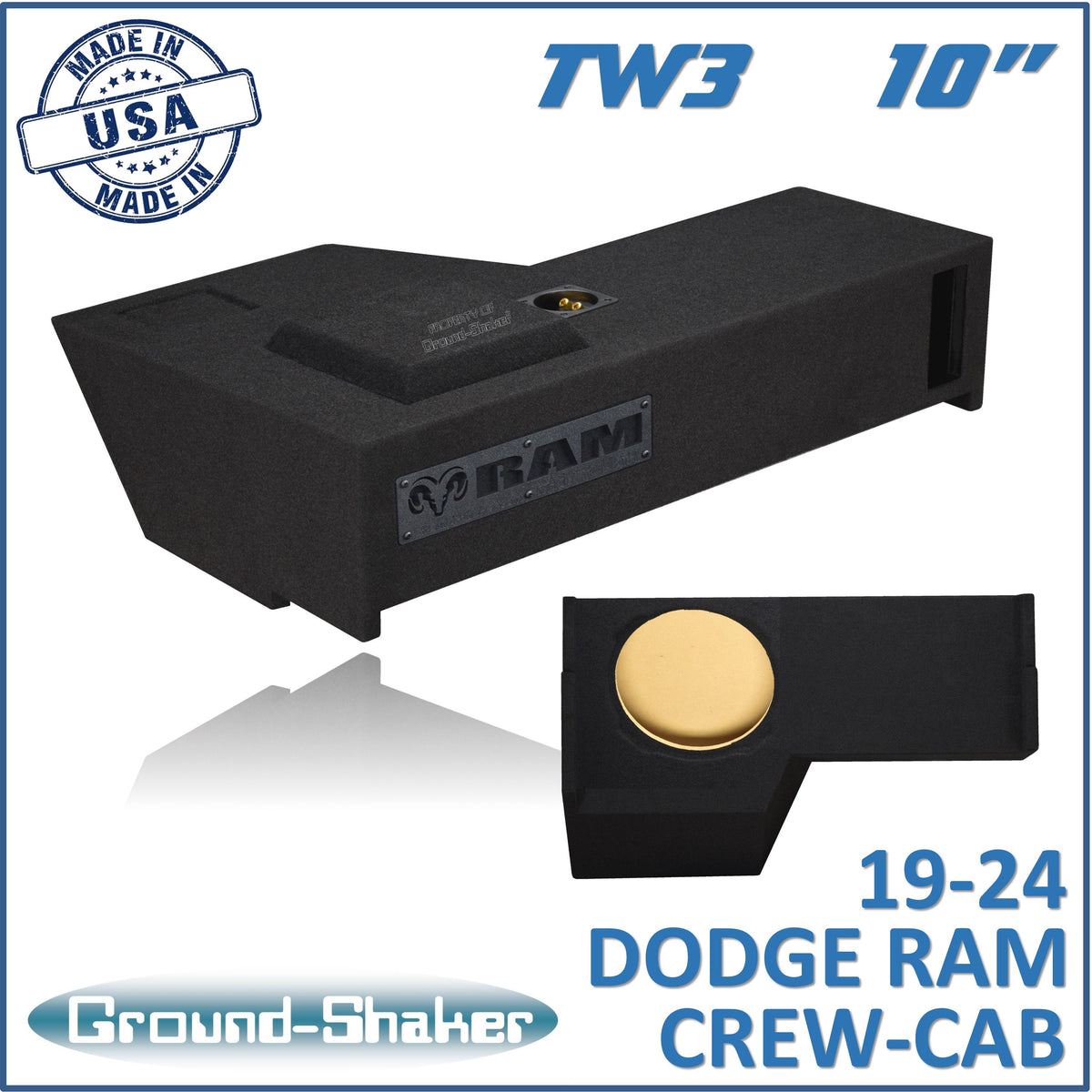 Ground Shaker GS-TDGTW3P110B subwoofer enclosure for Fits 19–26 Dodge Ram 1500 Crew Cab