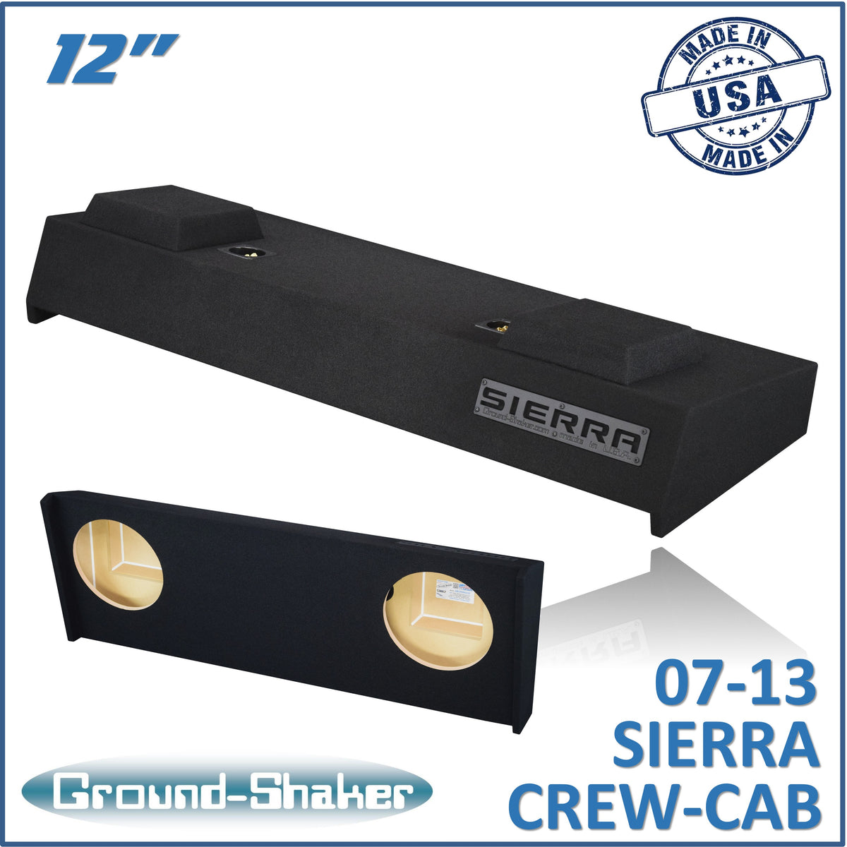 Ground Shaker GS-TGM212B subwoofer enclosure for Fits 07–13 GMC Sierra Crew Cab