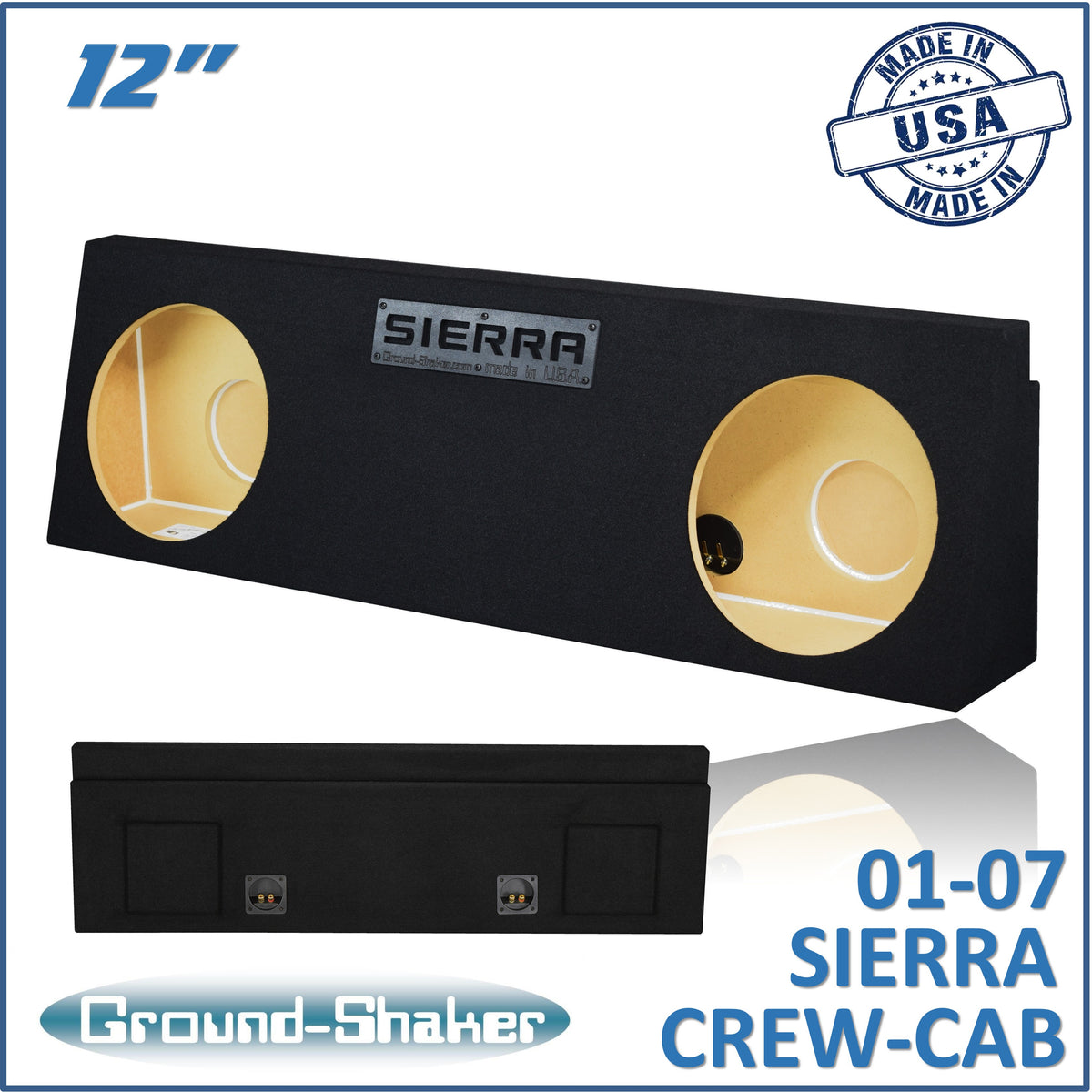 Ground Shaker GS-WGM212B subwoofer enclosure for Fits 01–07 GMC Sierra Crew Cab