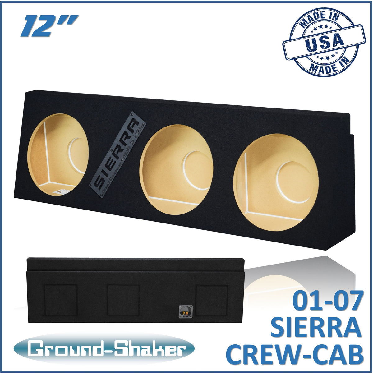 Ground Shaker GS-WGM312B subwoofer enclosure for Fits 01–07 GMC Sierra Crew Cab