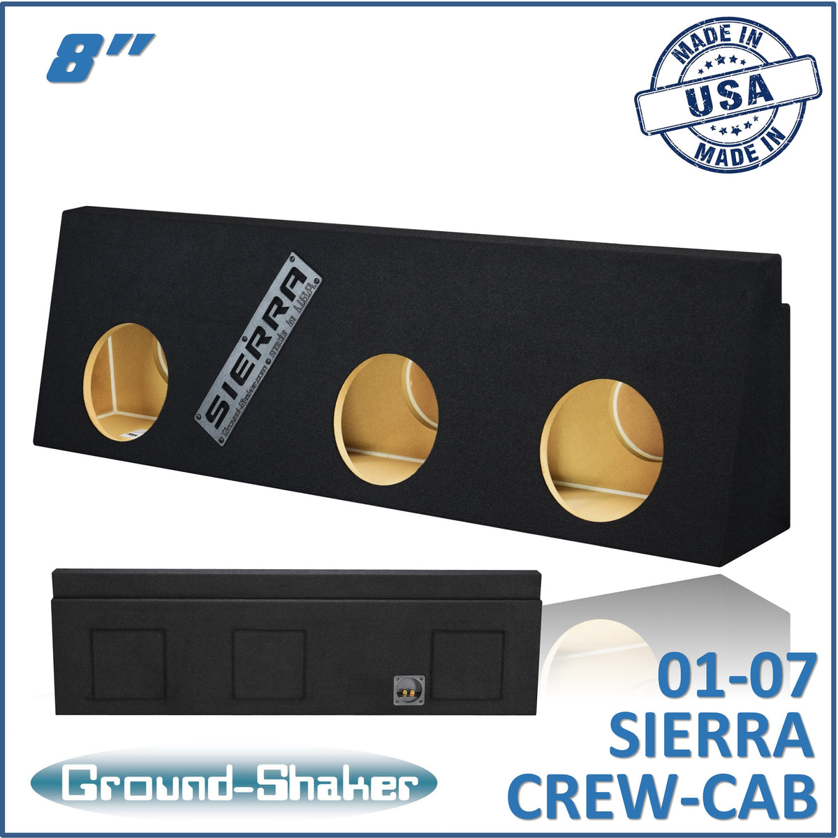 Ground Shaker GS-WGM38B subwoofer enclosure for Fits 01–07 GMC Sierra Crew Cab