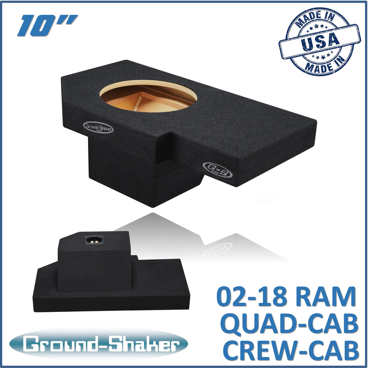 Ground Shaker GS-ZDG110B subwoofer enclosure for Fits 02–18 Dodge Ram 1500 Crew Cab & Quad Cab