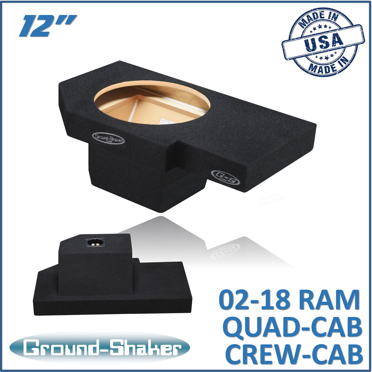 Ground Shaker GS-ZDG112B subwoofer enclosure for Fits 02–18 Dodge Ram 1500 Crew Cab & Quad Cab