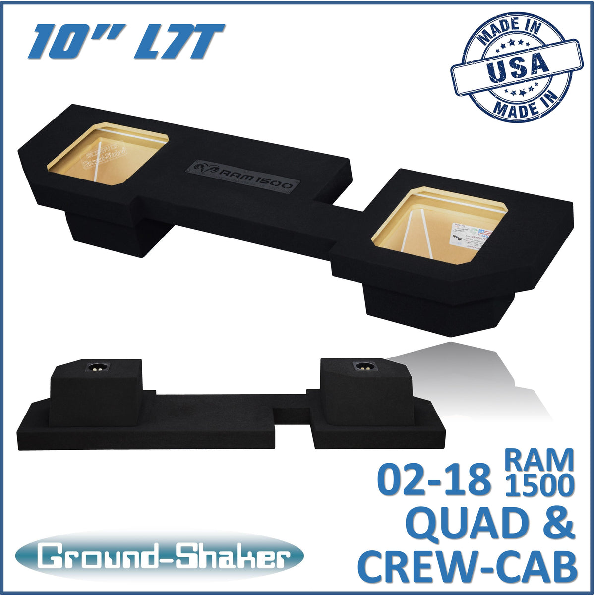 Ground Shaker GS-ZDG1500L7T210B subwoofer enclosure for Fits 02–18 Dodge Ram 1500 Crew Cab & Quad Cab