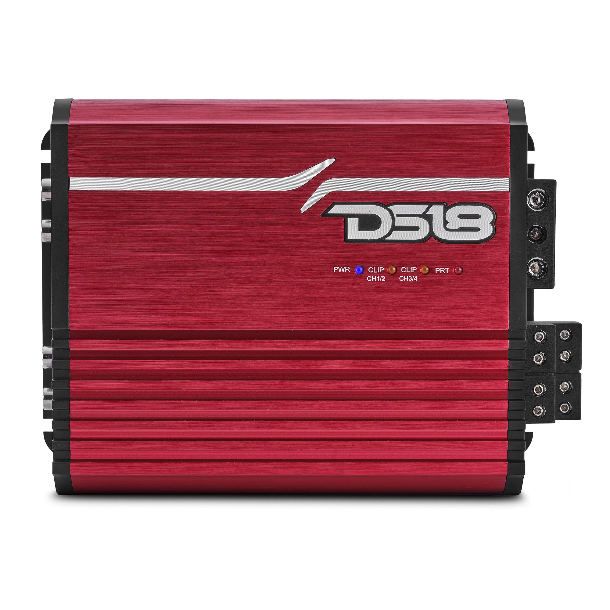 DS18 FRP-1.2K4 compact 4-channel full-range Class-D amplifier, red finish
