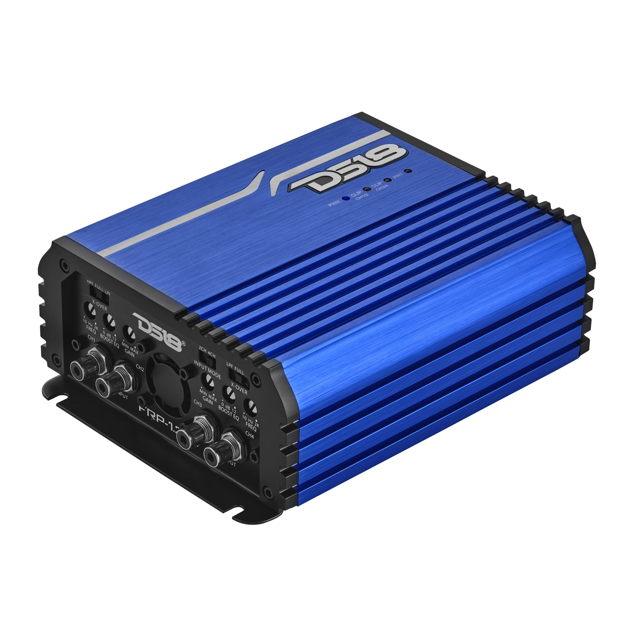 DS18 FRP-1.2K4-BL amplifier front angled view