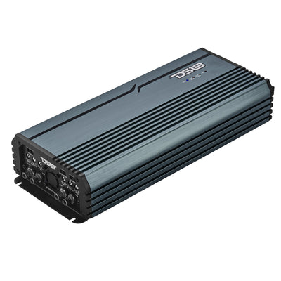 DS18 FRP-4K4 amplifier, titanium finish, front angled view