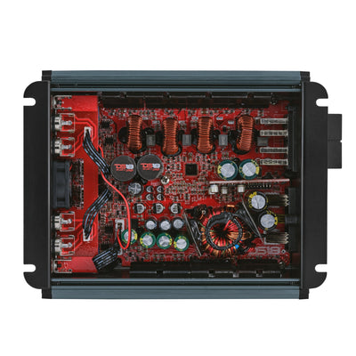 DS18 FRP-1.2K4 amplifier, titanium finish, back panel view