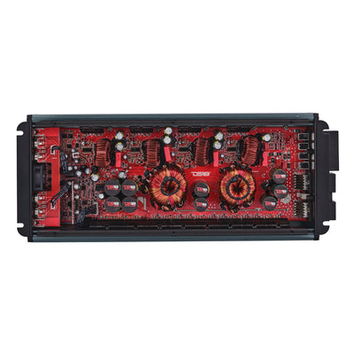 DS18 FRP-4K4 amplifier, titanium finish, back panel view