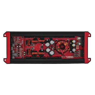 DS18 G3600.6D amplifier rear panel showing 4ga power terminals and speaker outputs