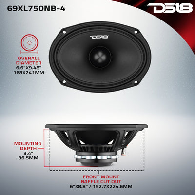 DS18 69XL750NB-4 dimensions diagram