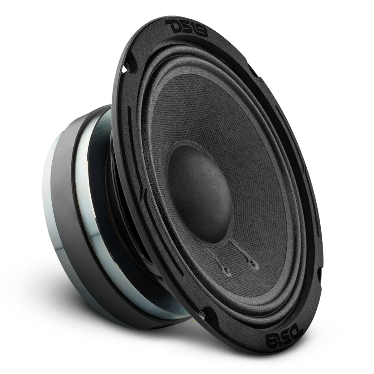 DS18 8PRO300MB 8" mid-bass loudspeaker, three-quarter view showing the paper cone and cast basket