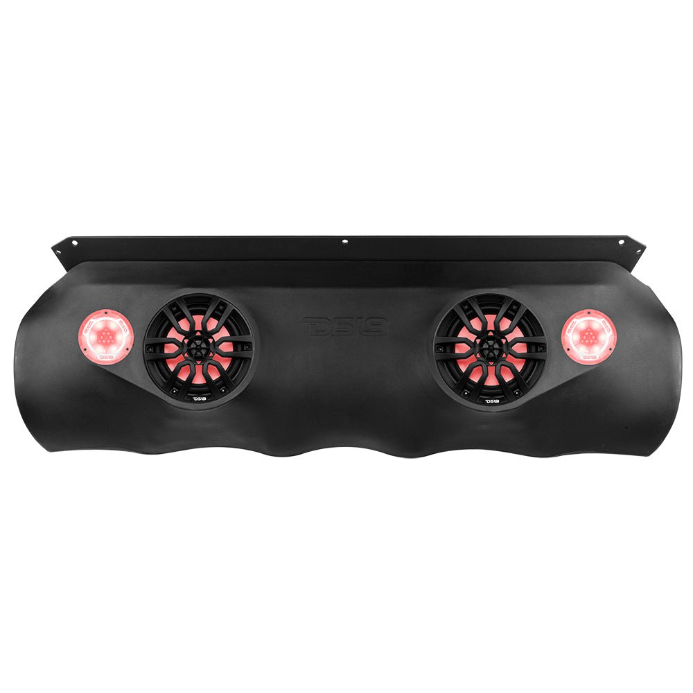 DS18 BRO-SBAR/BK sound bar rear view with RGB LED lighting