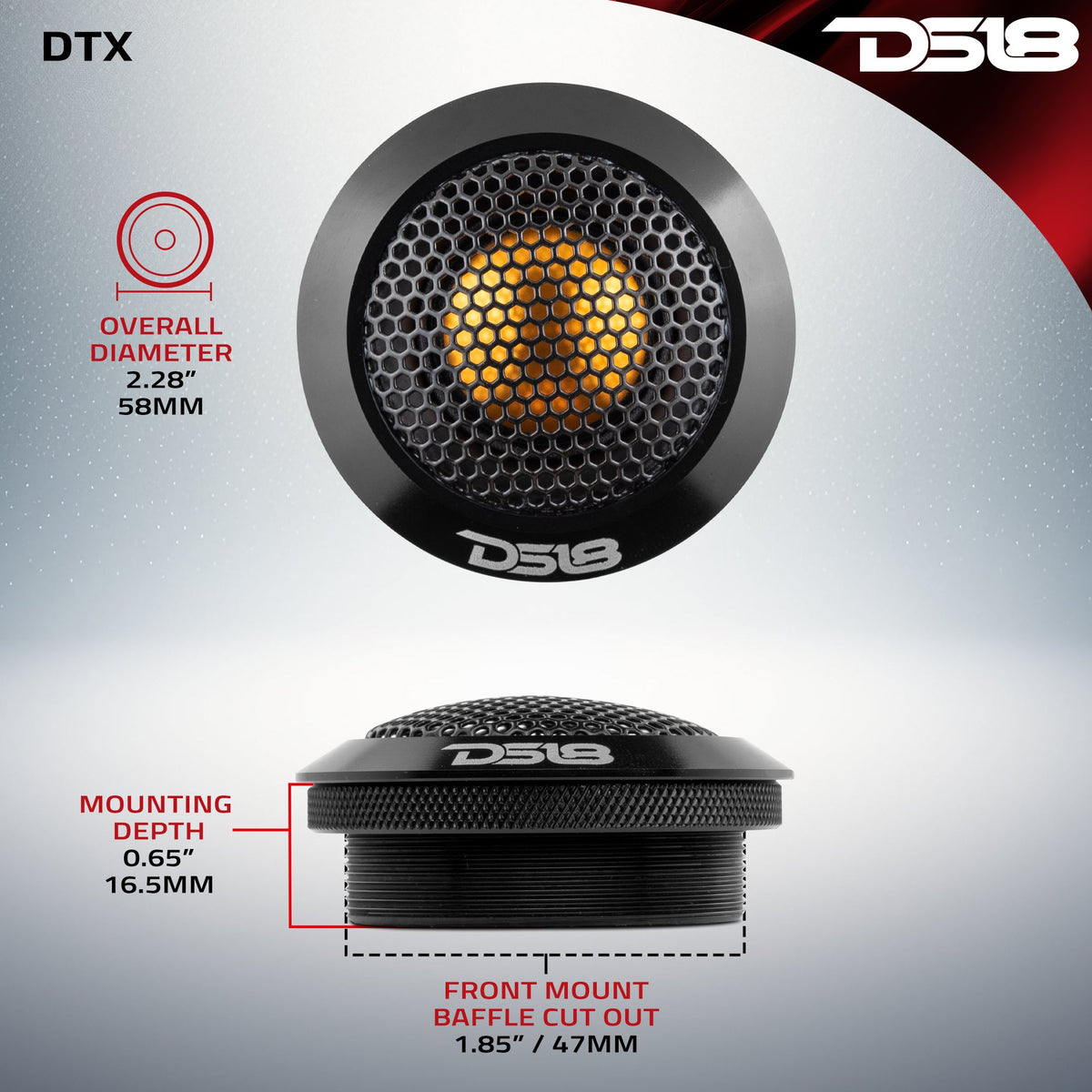 DS18 DTX dimensions diagram