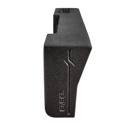 DS18 EBM-DFPFORDDLX-2X10 enclosure end profile showing its tapered, contoured shape