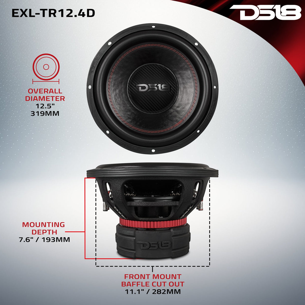 DS18 EXL-TR12.4D 12" subwoofer, additional view
