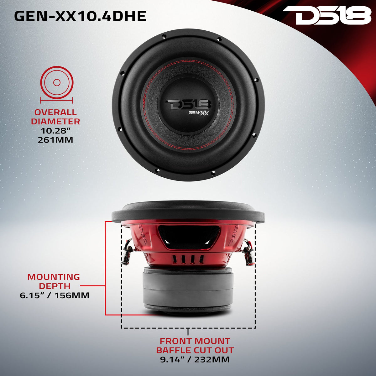 DS18 GEN-XX10.4DHE 10" subwoofer, additional view