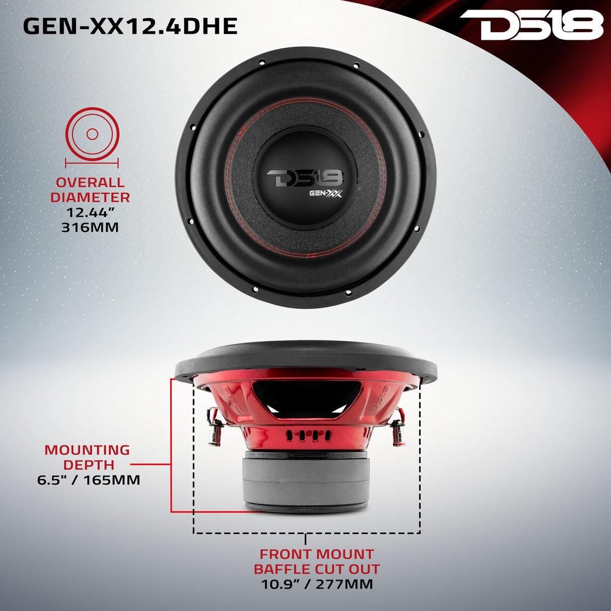 DS18 GEN-XX12.4DHE 12" subwoofer, additional view