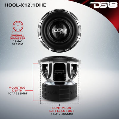 DS18 HOOL-X12DHE 12" subwoofer, additional view