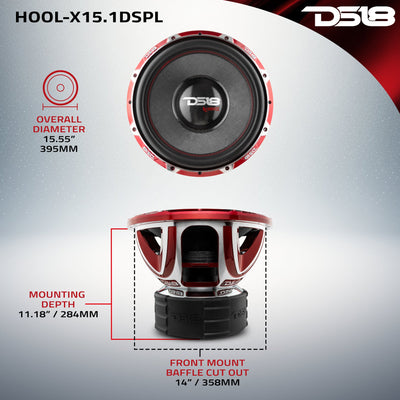 DS18 HOOL-X15DSPL 15" subwoofer, additional view