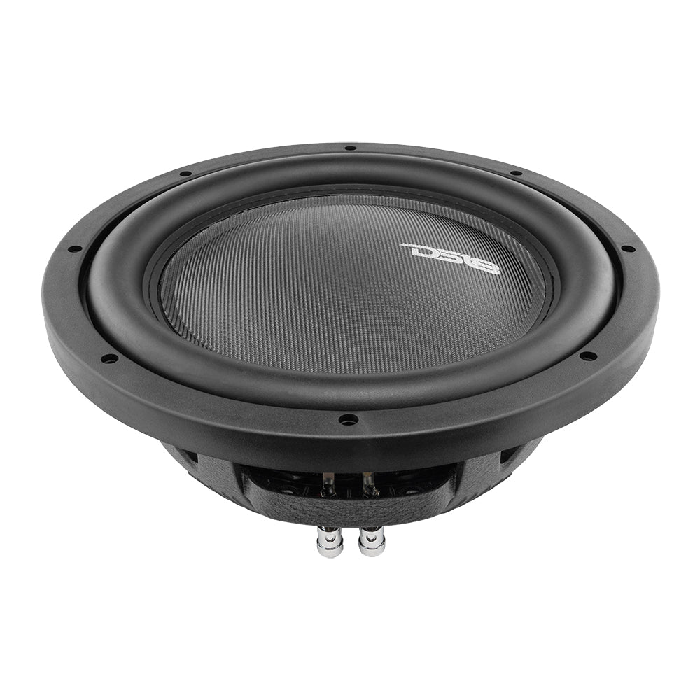 DS18 IXS12 shallow-mount subwoofer front three-quarter view