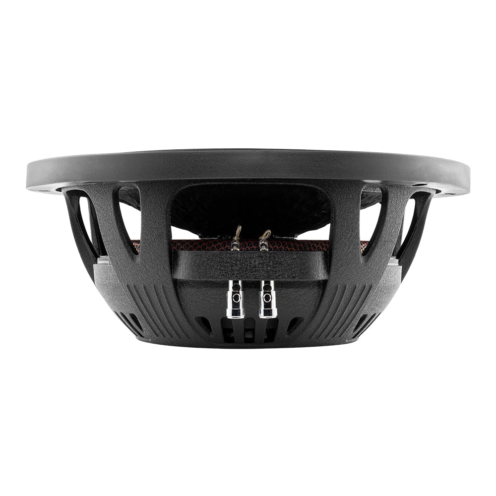 DS18 IXS12 subwoofer side profile showing 4.33 inch shallow mounting depth