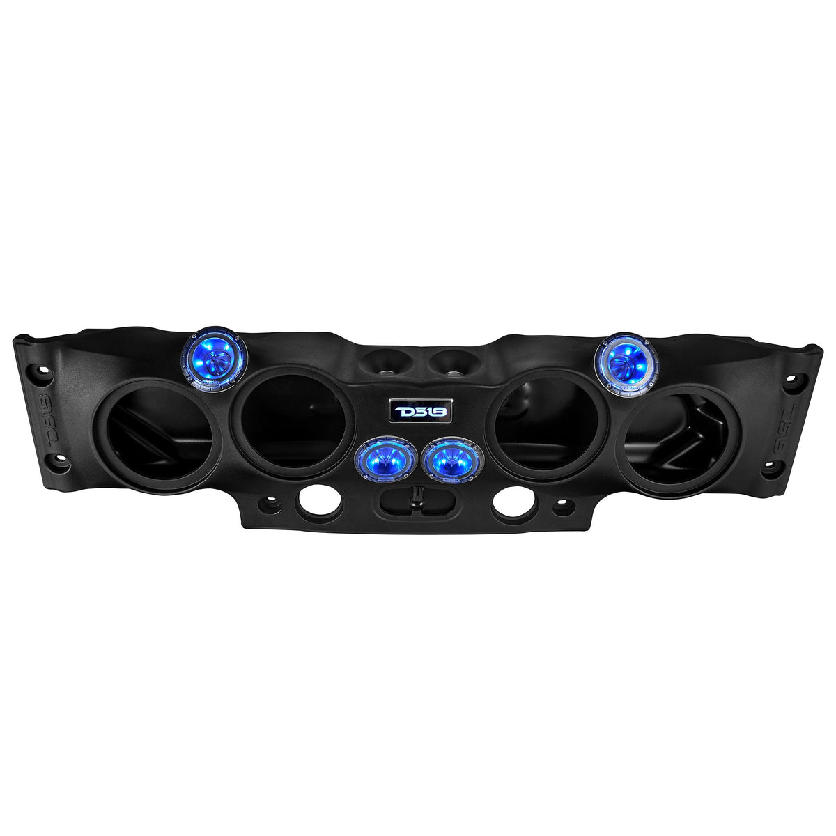 DS18 JK-SBAR.HT sound bar front upper view with RGB lighting (black shown)