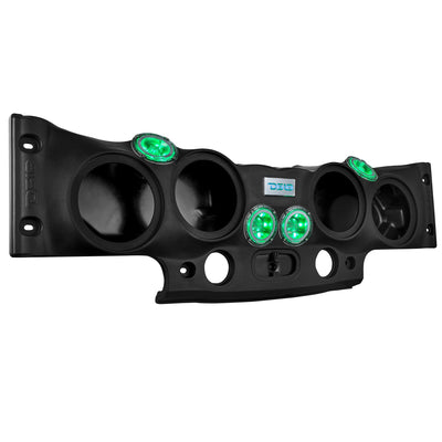 DS18 JK-SBAR.HT sound bar right angle view with RGB lighting (black shown)